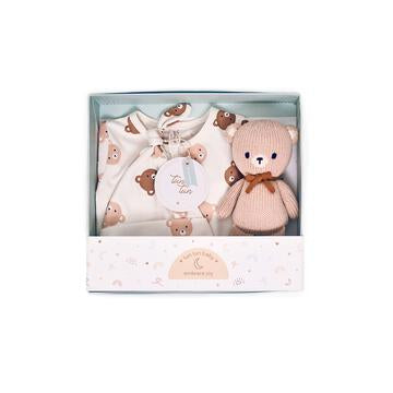 FOOTIE & BABY BEAR SET + BOX NATURAL BEARS