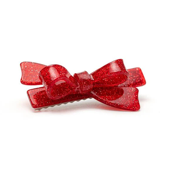 BOWS GLITTER RED HAIR CLIPS (1 UNIT)