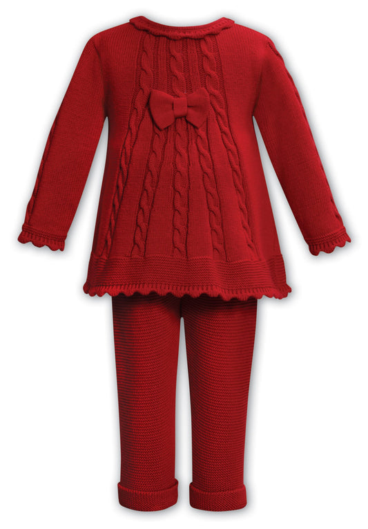 2 piece set Bow and Cable Detailed - Red