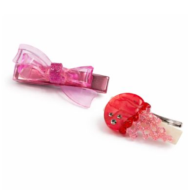 SUM - JELLYFISH PINK CLEAR BOW HAIR CLIPS