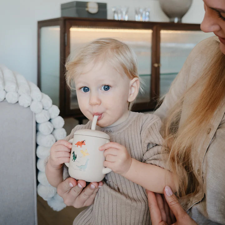 Silicone Training Cup + Straw Dinosaurs