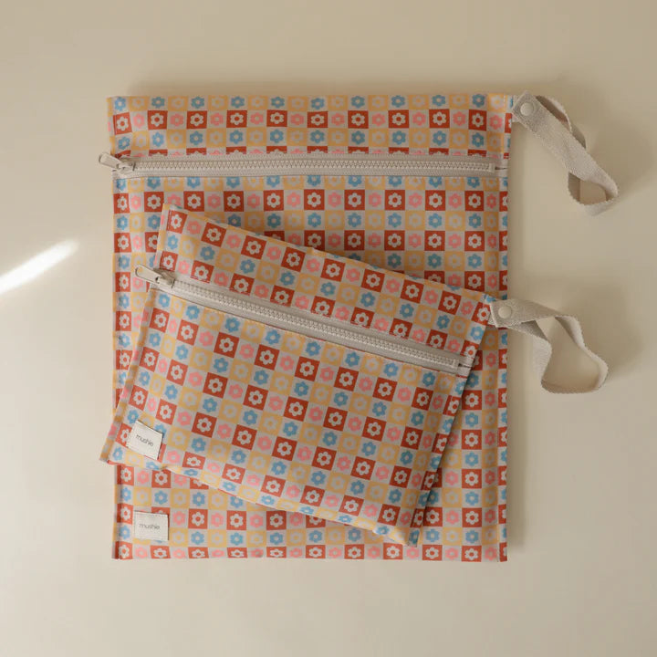 Water Resistant Wet Bag Happy Flowers Check
