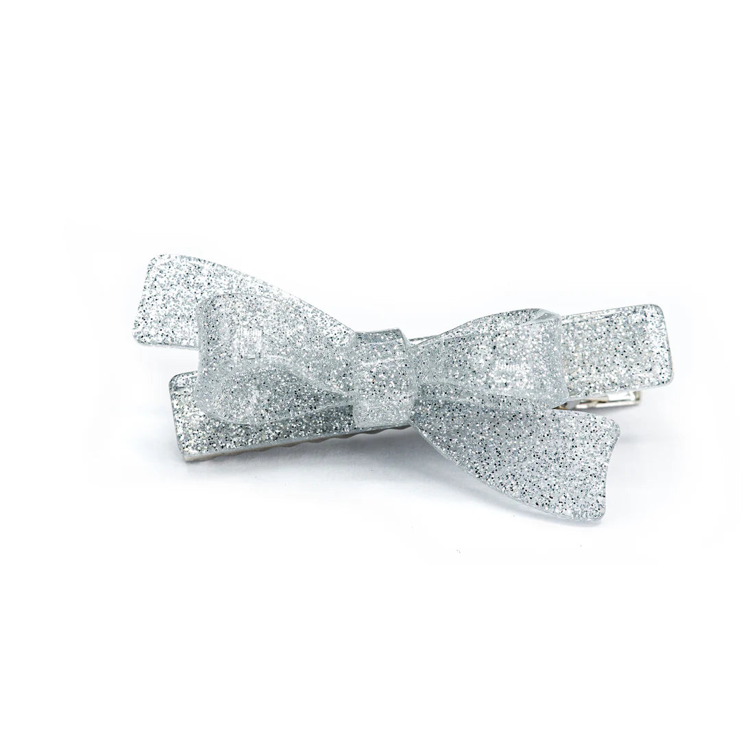 BOW GLITTER SILVER HAIR CLIP