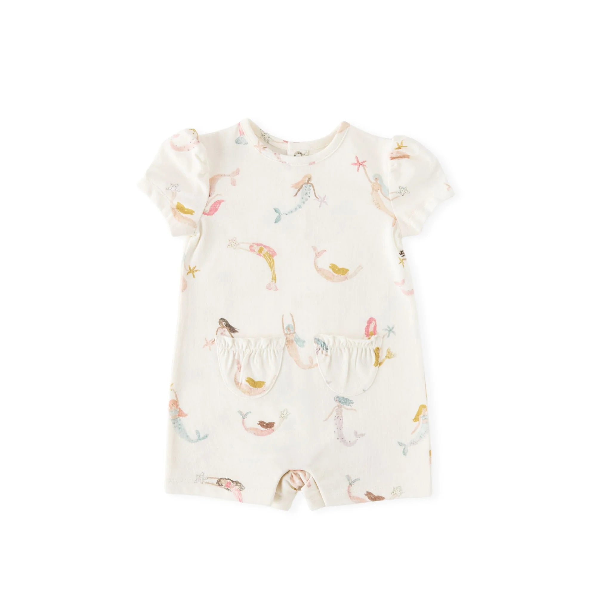 Short Sleeve Puff Romper Mermaid Melody