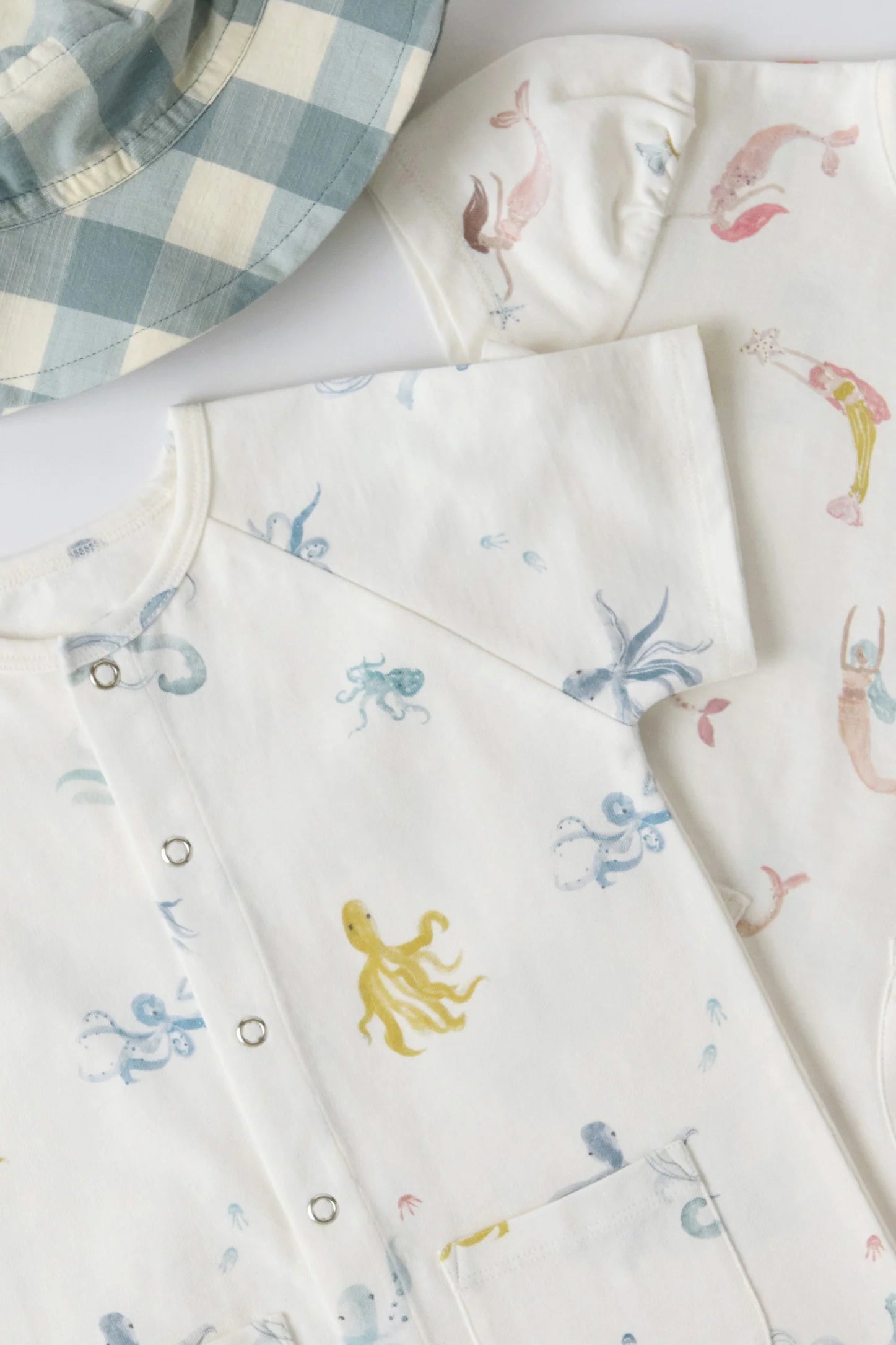 Short Sleeve Pocket Romper Octopus Oasis