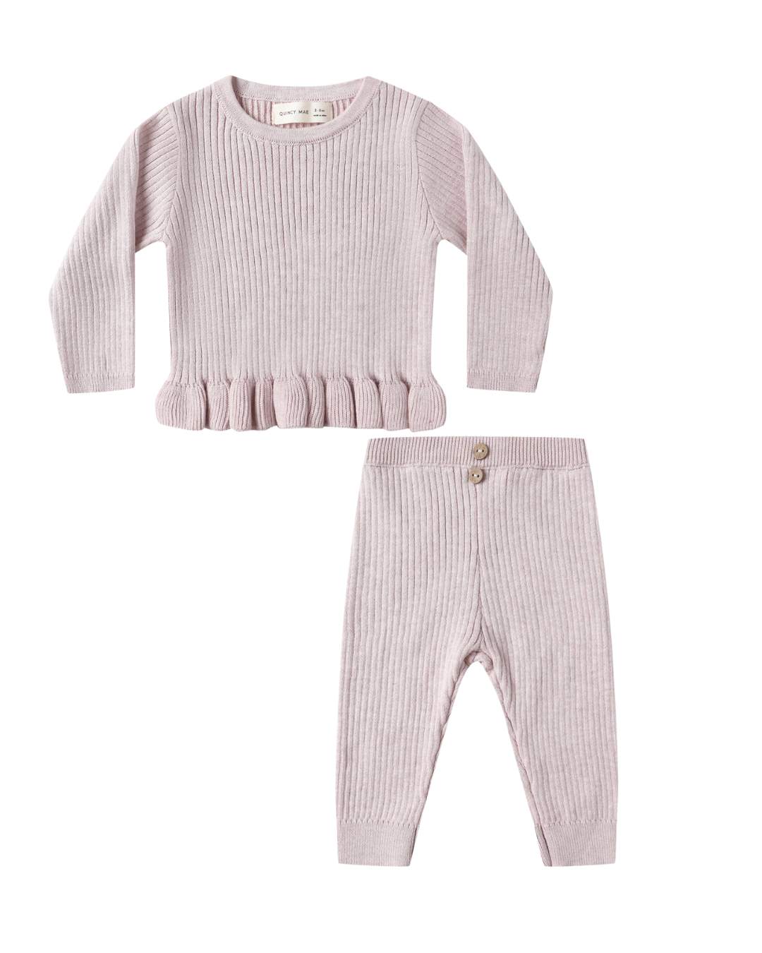 Rib Knit Peplum Top Lilac+ Rib Knit Legging Lilac