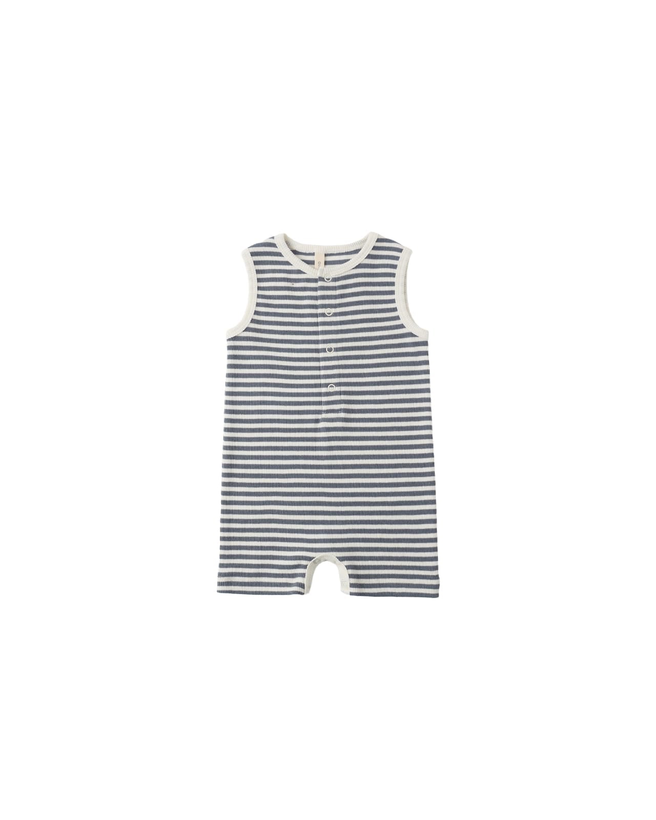 RIBBED	HENLEY	ROMPER	||	OCEAN STRIPE