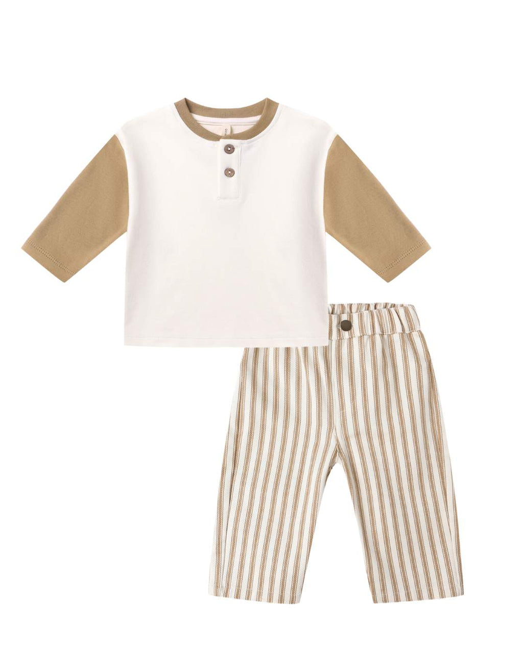 Long Sleeve Henley Tee GoldGrayson Pant Gold Pinstripe