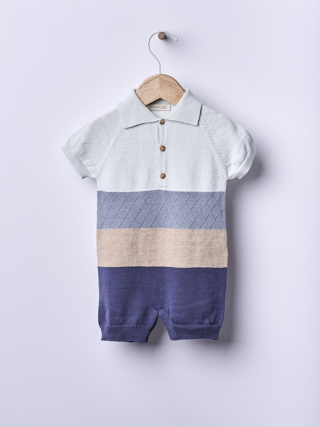 Short-sleeved polo shortie knitted in cotton | SEA BREEZE