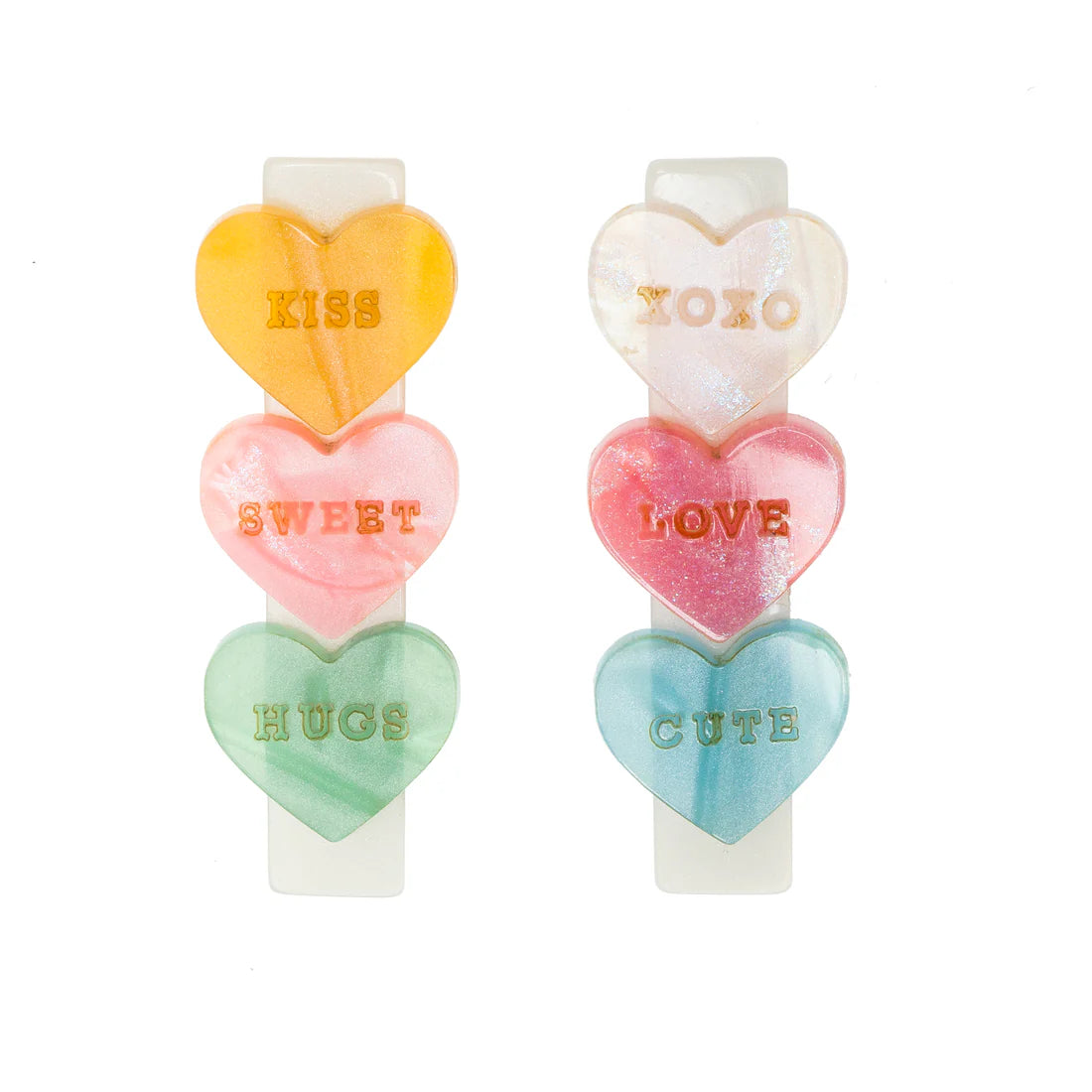 VAL - CANDY HEARTS PASTEL SHADES HAIR CLIPS