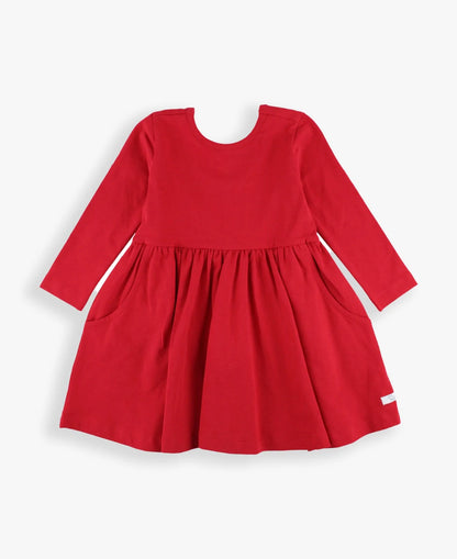 Knit Long Sleeve Twirl Dress- Red