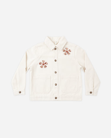 Denim Chore Coat Daisy Patches