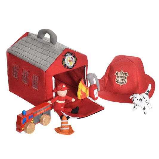 Fire Station Playset with Hat & Accessories