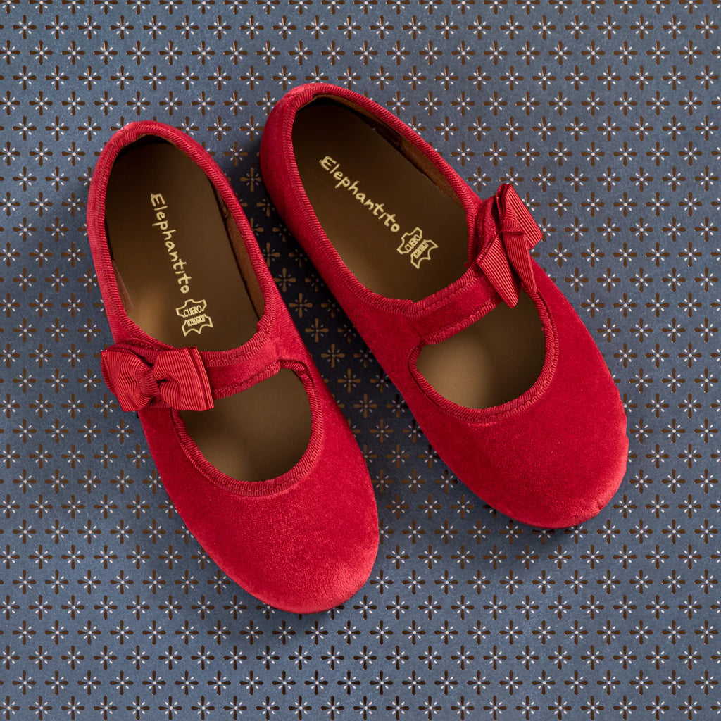 Velvet Bow Mary Jane Red