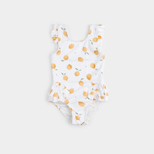 Lemon Print On Off-White One-Piece Swimsuit