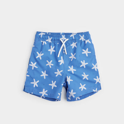 Starfish Print On Riviera Blue Swim Trunks