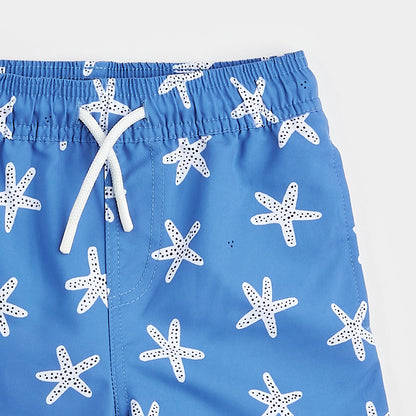 Starfish Print On Riviera Blue Swim Trunks