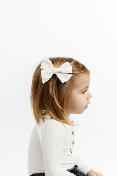 Cotton Bow - Ivory Stripe Clip Medium