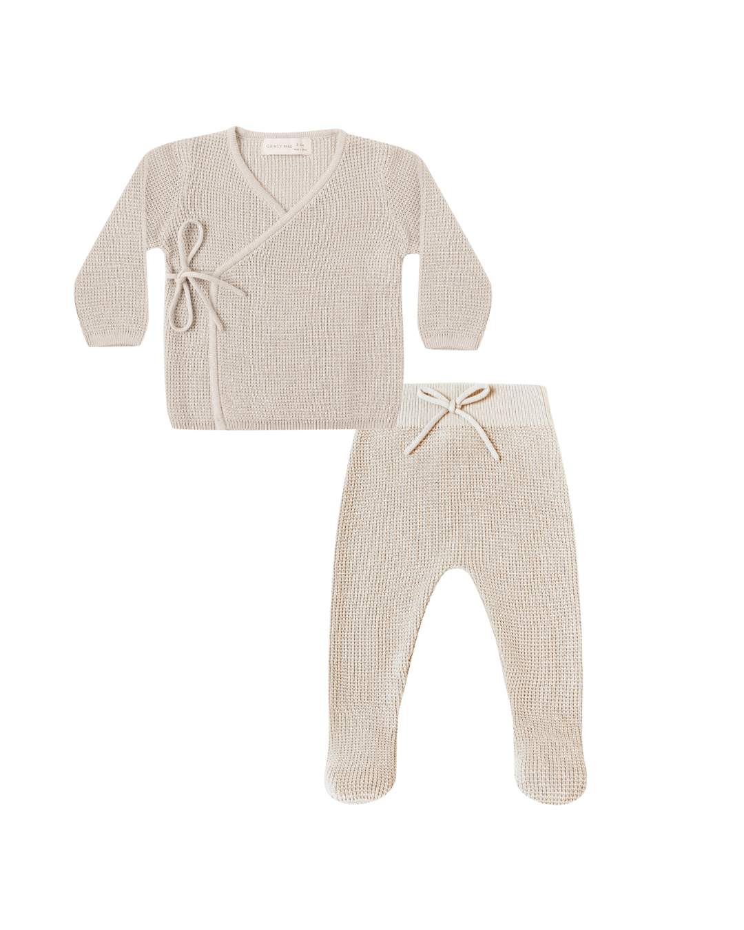 Knit Wrap Top Oat + Footed Knit Pant Oat