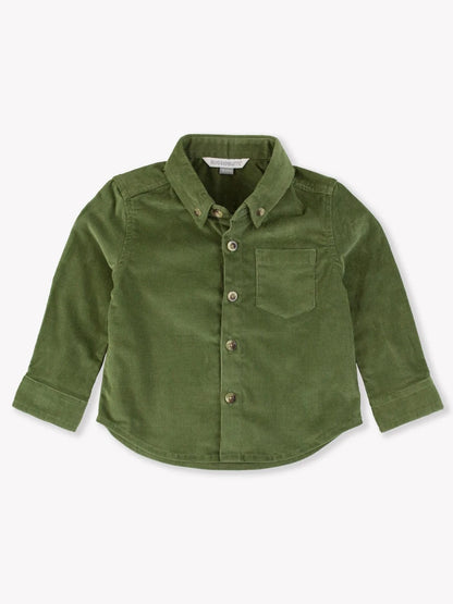 Stretch Corduroy Long Sleeve Button Down Shirt-Dusty Olive