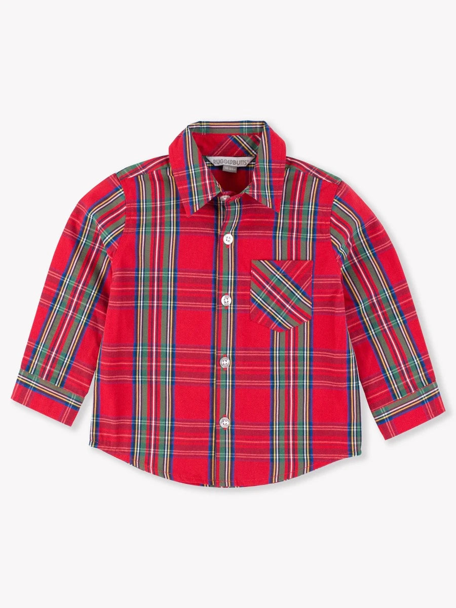 Long Sleeve Button Down Shirt-Tis the season plaid