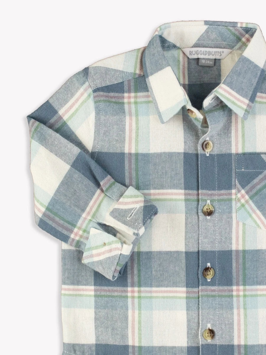 Flannel Long Sleeve Button Down Shirt-Alpine Plaid