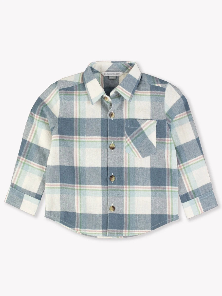 Flannel Long Sleeve Button Down Shirt-Alpine Plaid