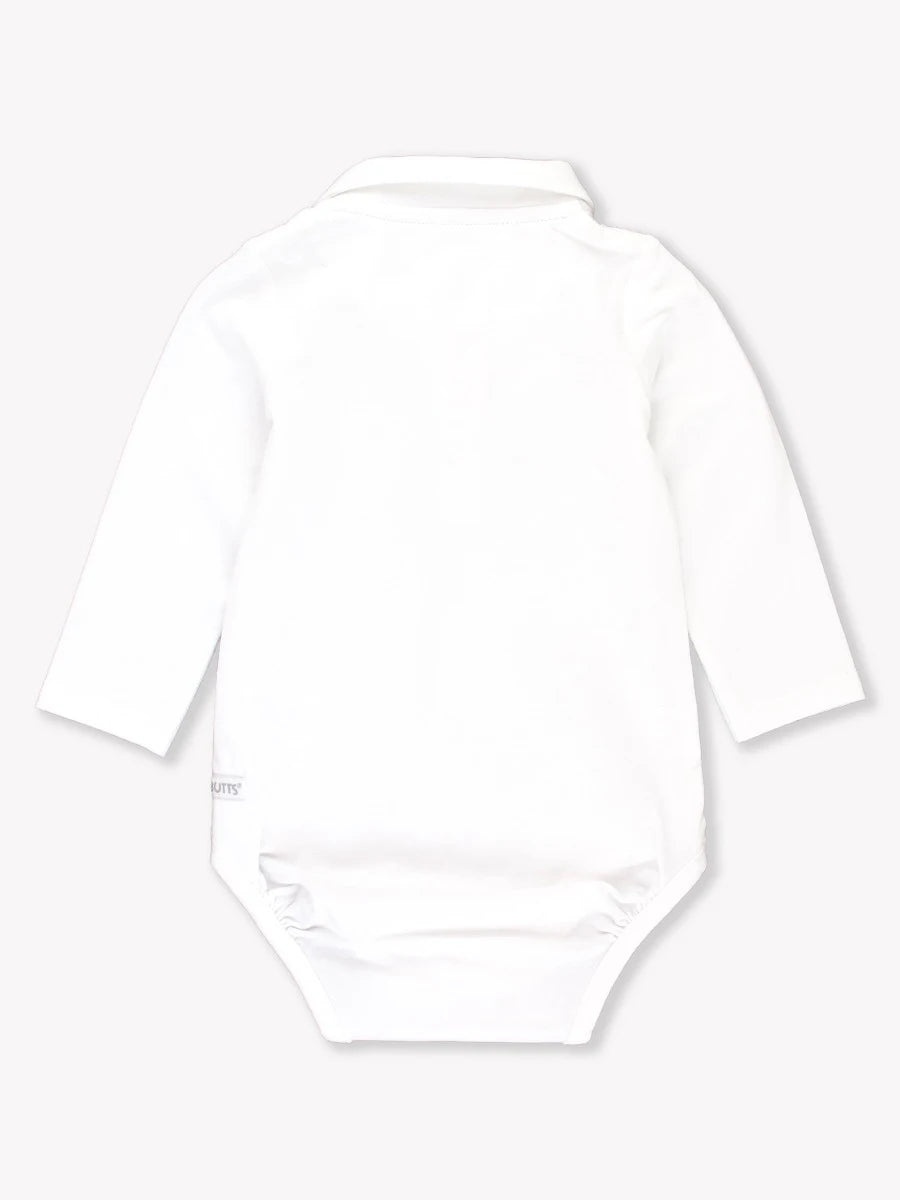 Knit Polo Bodysuit-White