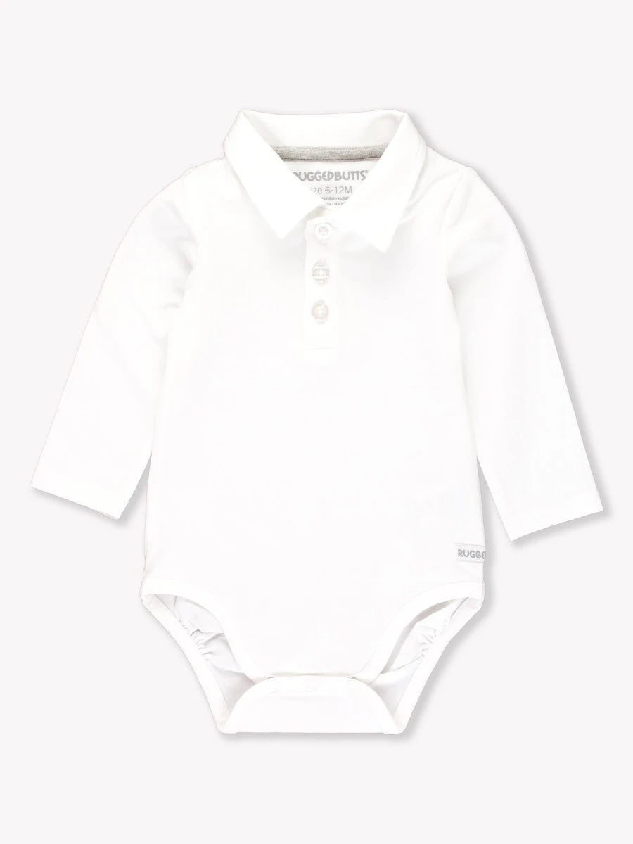 Knit Polo Bodysuit-White