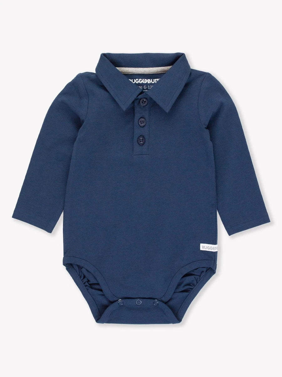 Knit Polo Bodysuit-Dark Navy