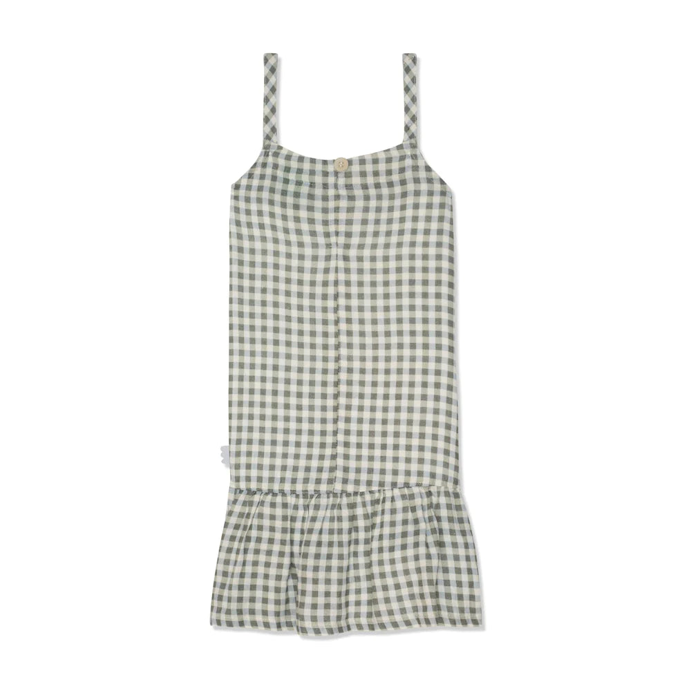 GINGHAM LINEN TANK DRESS