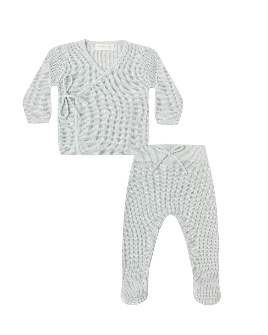 Knit Wrap Top + Footed Knit Pant Ice Blue