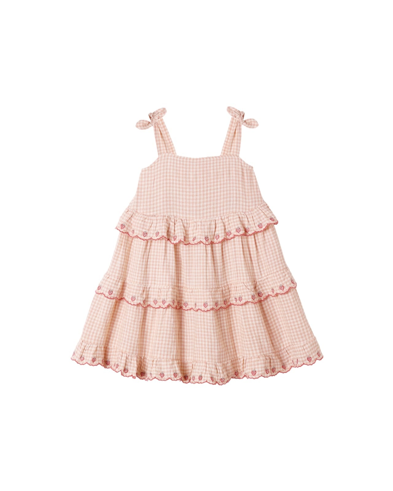 RUFFLED	SWING	DRESS	||	PETAL GINGHAM