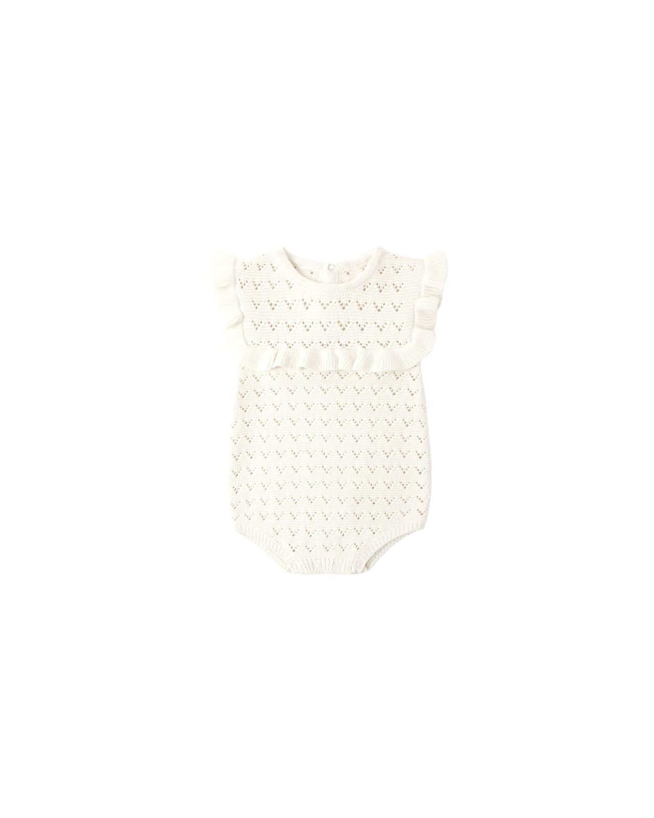 POINTELLE RUFFLE ROMPER || NATURAL
