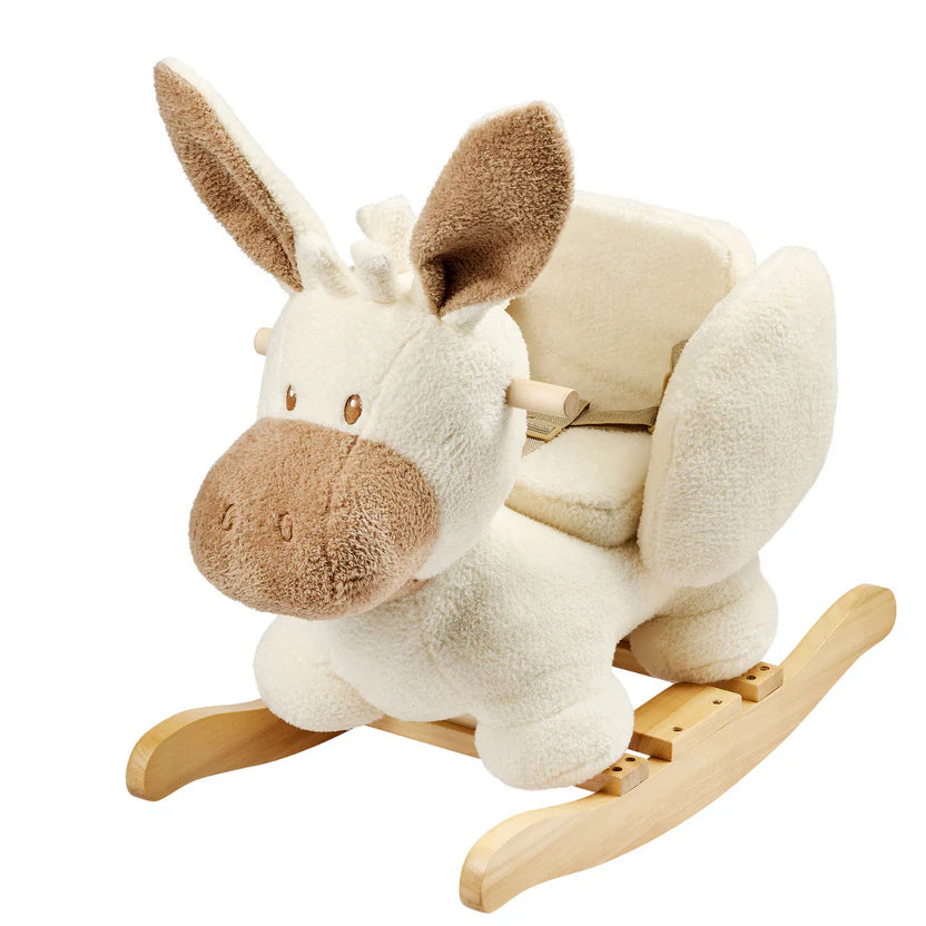 TEDDY Rocking Donkey – Rocking Animal in Teddy Fabric – Ecru