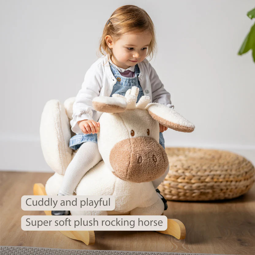 TEDDY Rocking Donkey – Rocking Animal in Teddy Fabric – Ecru