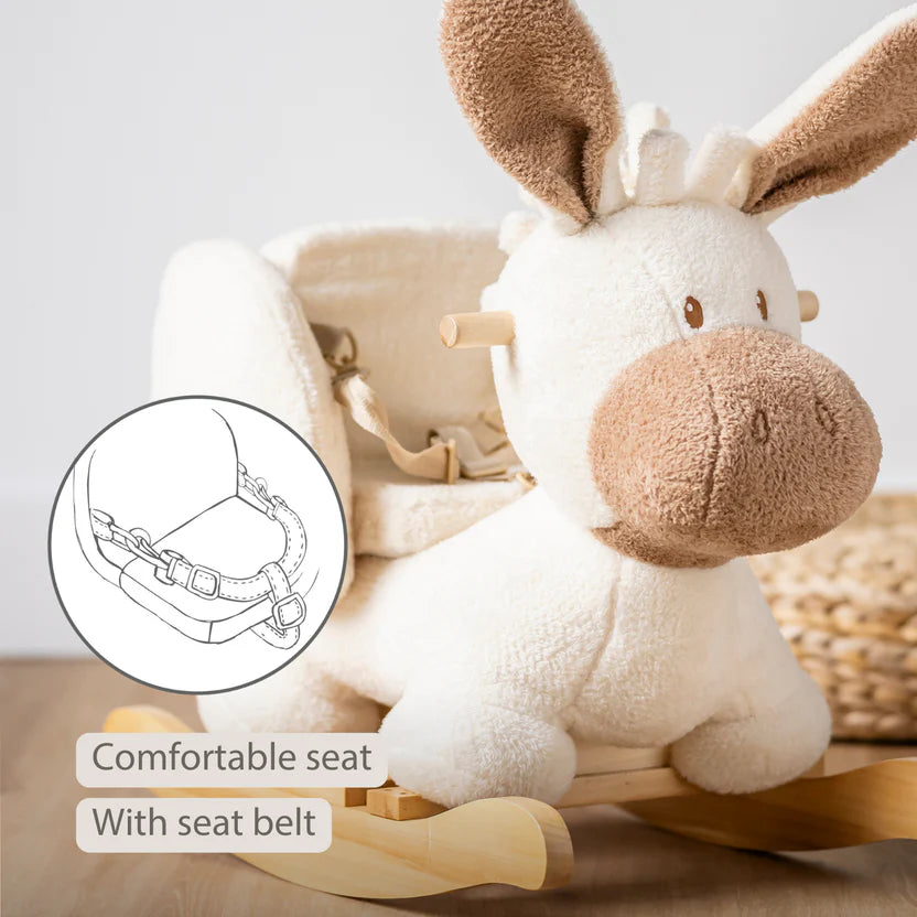 TEDDY Rocking Donkey – Rocking Animal in Teddy Fabric – Ecru