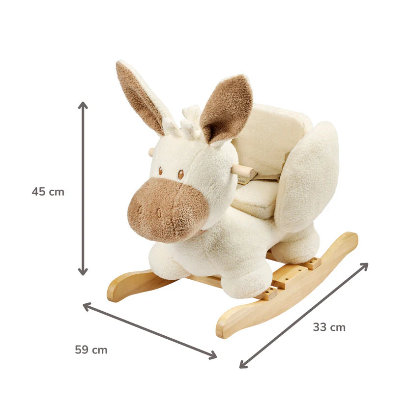 TEDDY Rocking Donkey – Rocking Animal in Teddy Fabric – Ecru