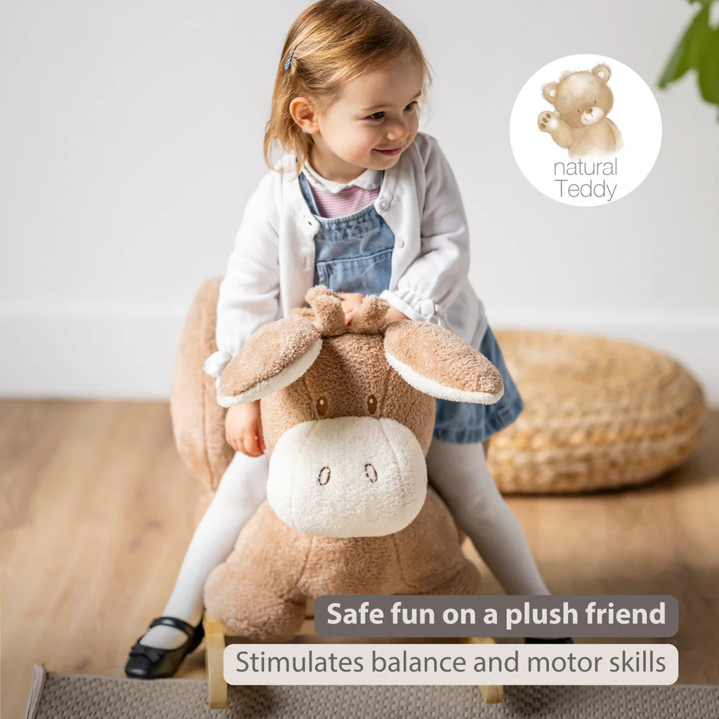 TEDDY Rocking Donkey – Rocking Animal in Teddy Fabric – Beige