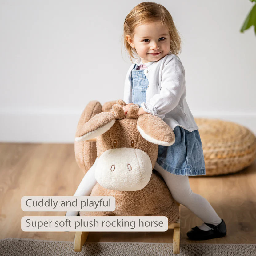 TEDDY Rocking Donkey – Rocking Animal in Teddy Fabric – Beige