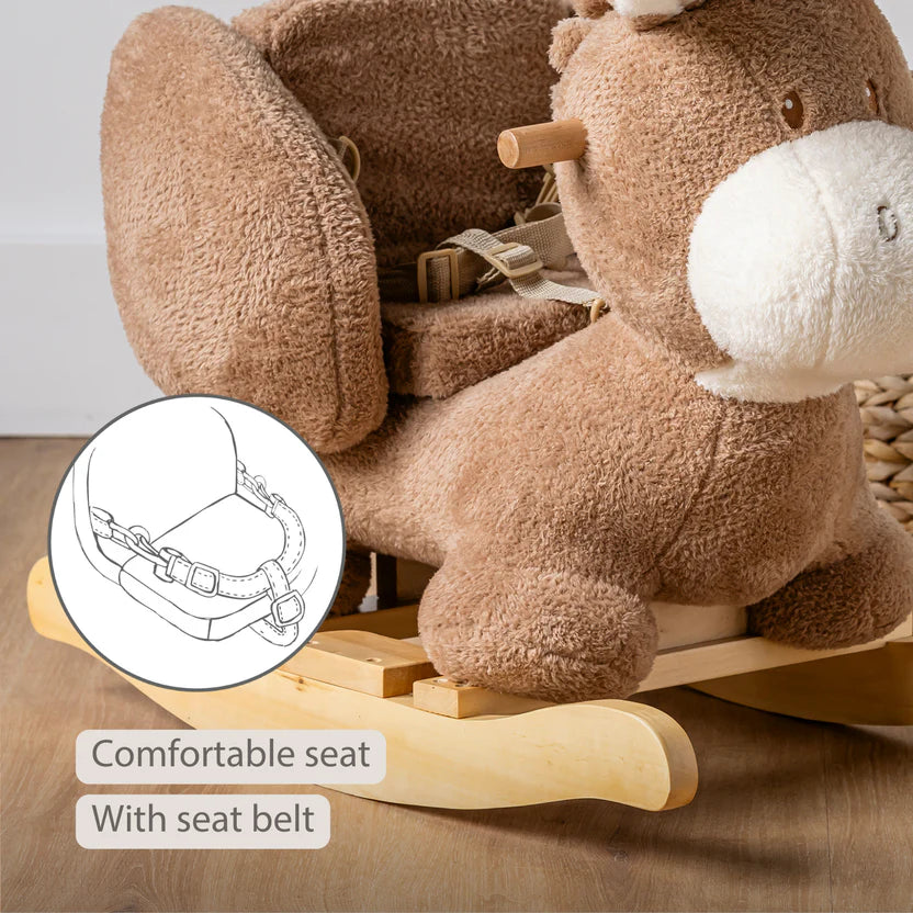 TEDDY Rocking Donkey – Rocking Animal in Teddy Fabric – Beige