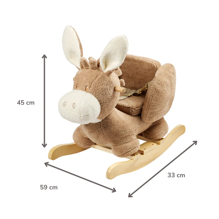TEDDY Rocking Donkey – Rocking Animal in Teddy Fabric – Beige