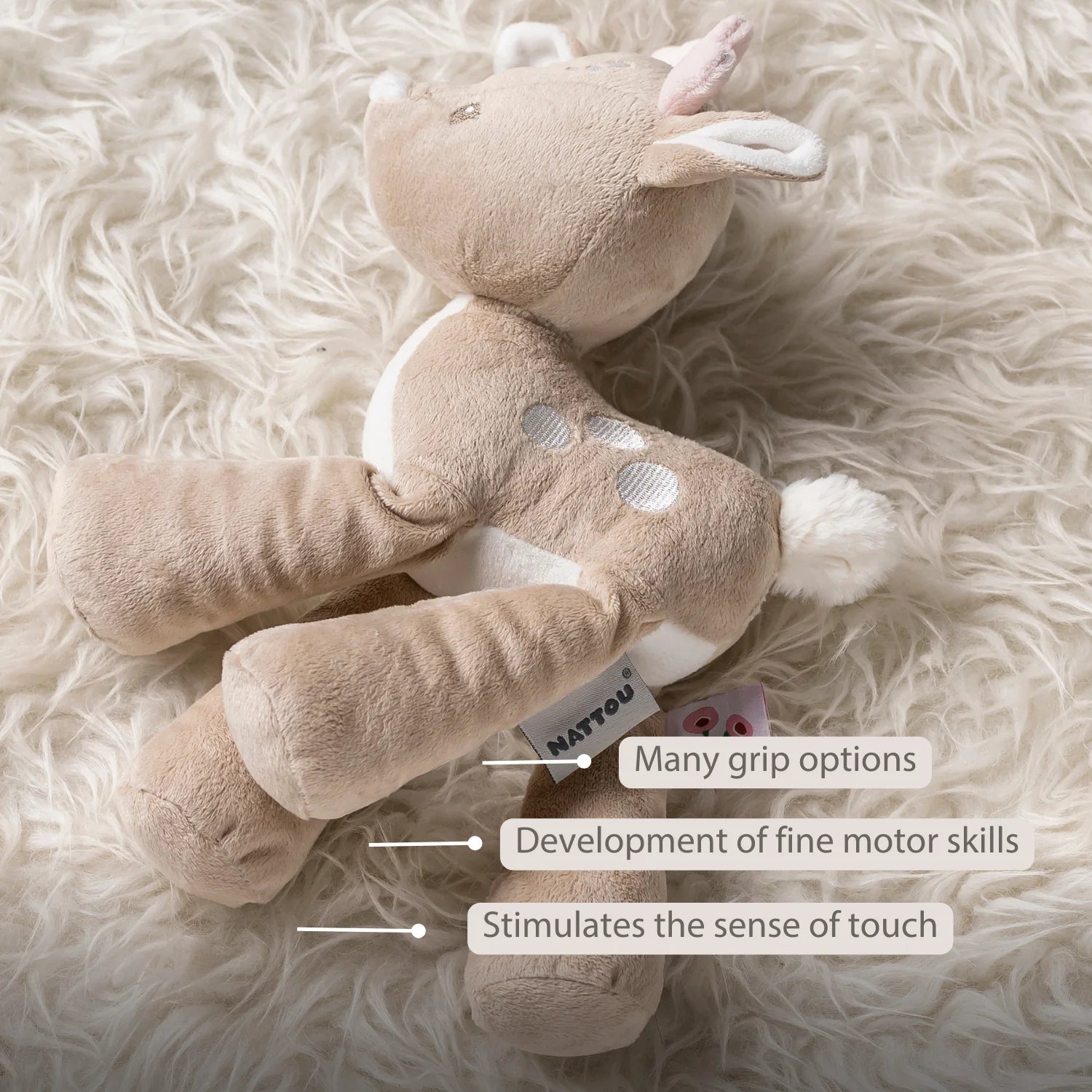 FanFan Plush Deer - 30 cm - Soft Baby Plush - Beige