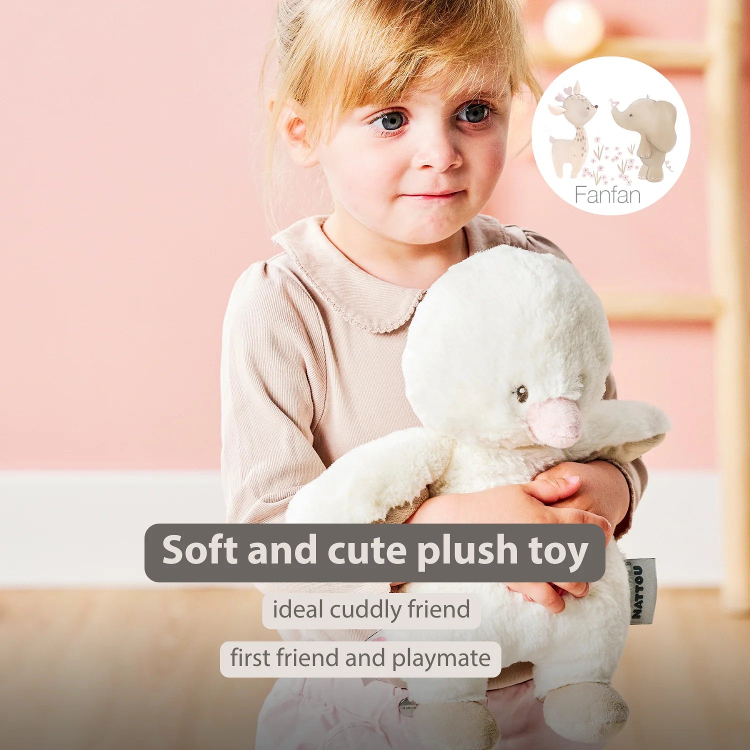 FanFan Cuddle Duck – 30 cm – Soft Baby Plush – Off-White