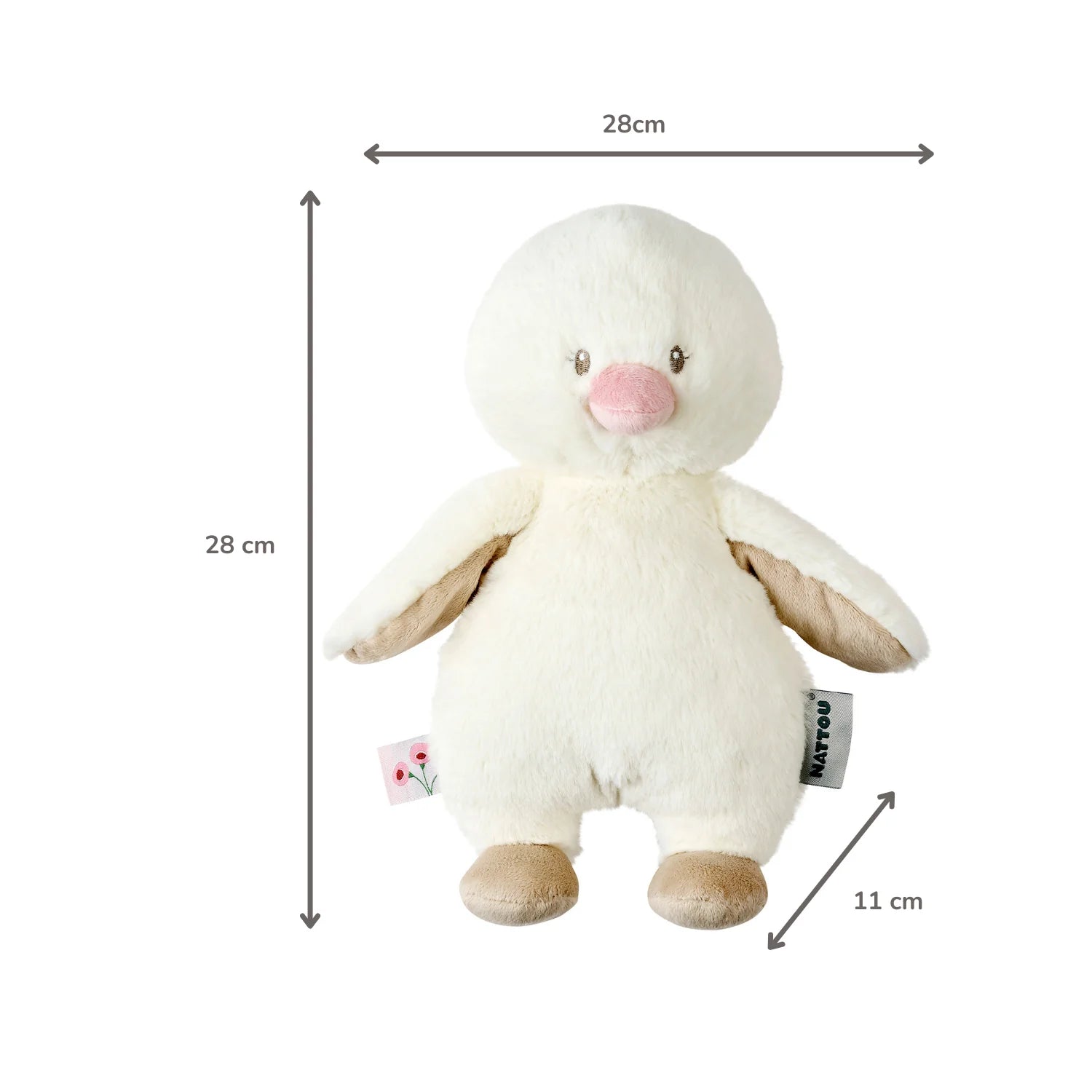 FanFan Cuddle Duck – 30 cm – Soft Baby Plush – Off-White