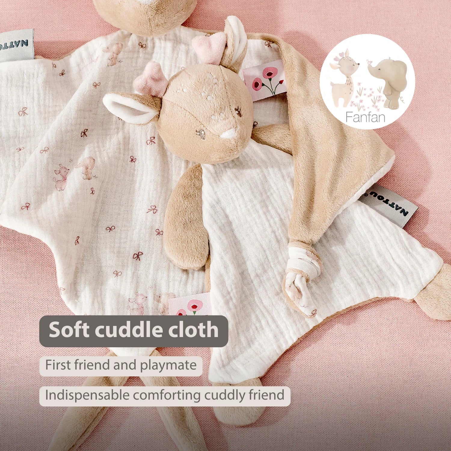 FanFan Baby Comforter - 25 x 20 cm - Deer Doudou - Beige