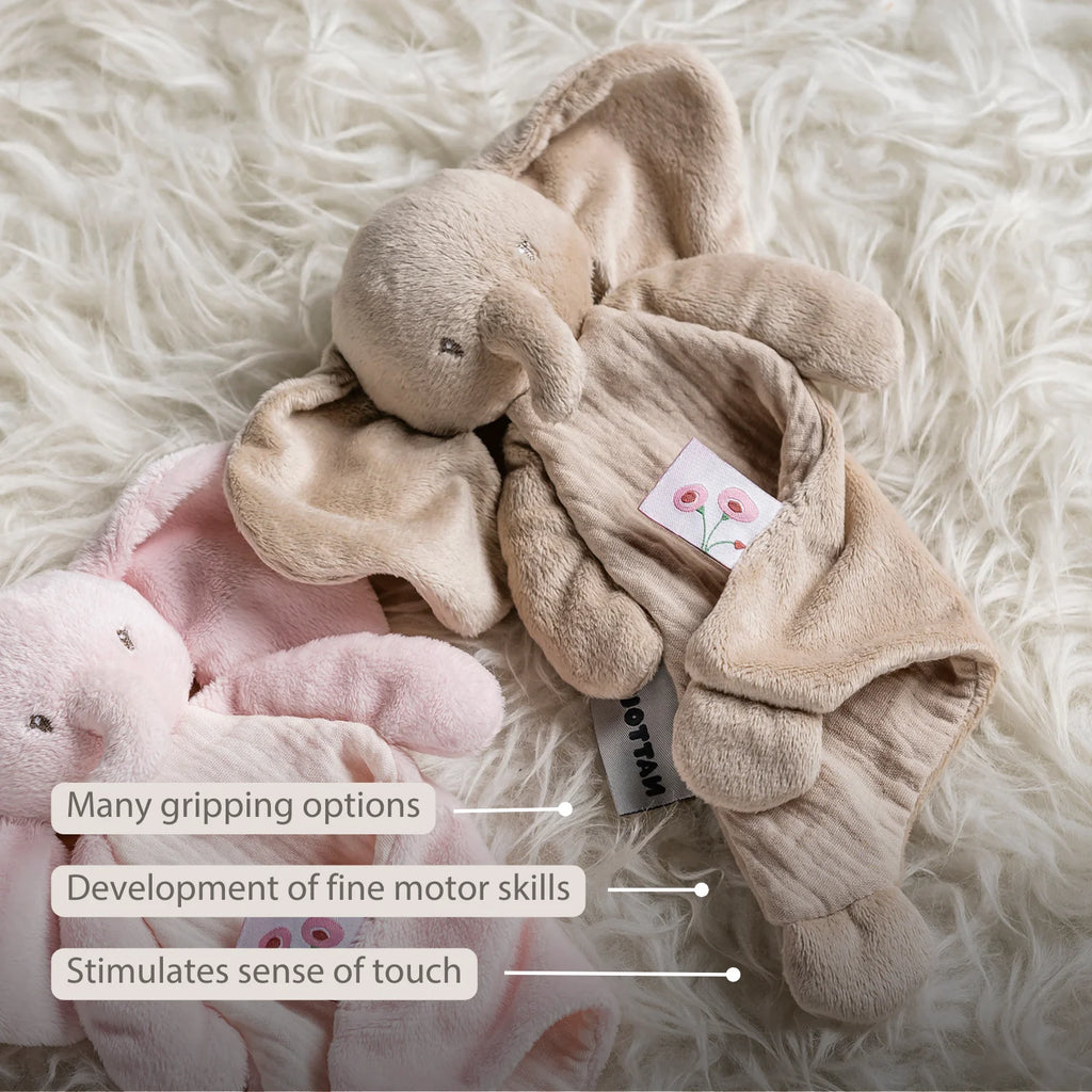 FanFan Baby Comfort Blanket - 25 x 20 cm - Elephant Doudou - Sand