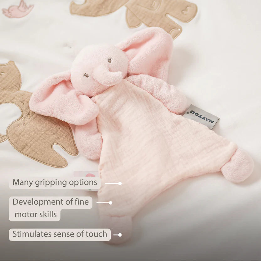 FanFan Baby Comfort Blanket - 25 x 20 cm - Elephant Doudou - Pink