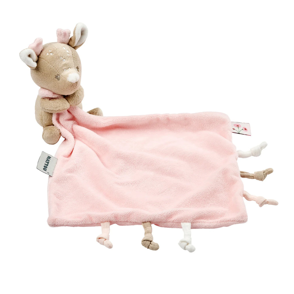 FanFan Baby Cuddle blanket with Cuddle - 27 x 27 cm - Doudou deer - Beige