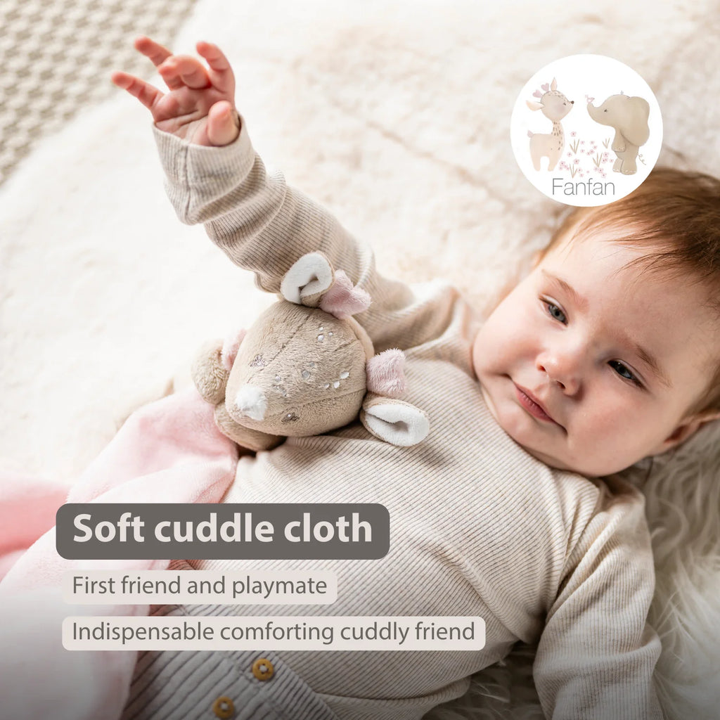FanFan Baby Cuddle blanket with Cuddle - 27 x 27 cm - Doudou deer - Beige